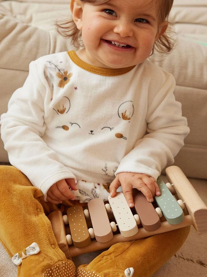 Pyjama bébé en velours Charlie   Moutarde