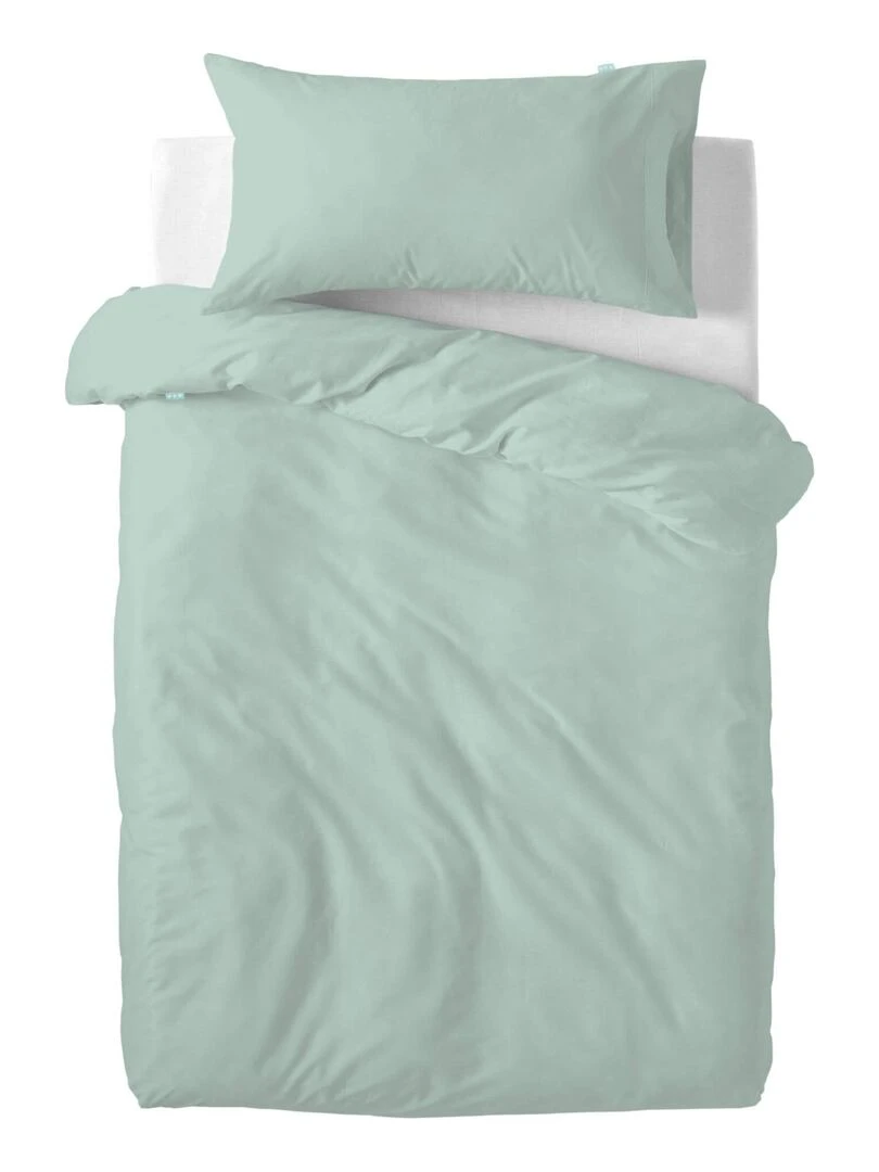 Parure housse de couette 2 pièces Basic Lit Bébé "Happyfriday"   Vert d'eau