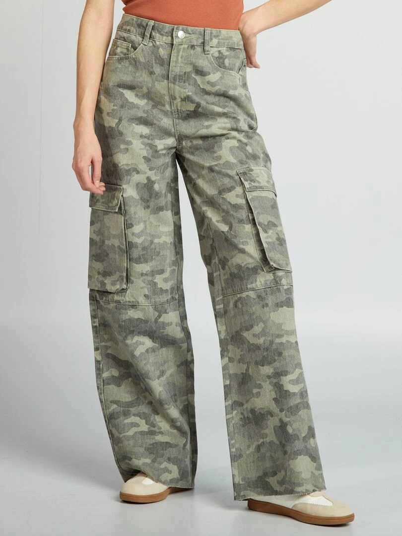 Jean multipoche wide leg Kaki