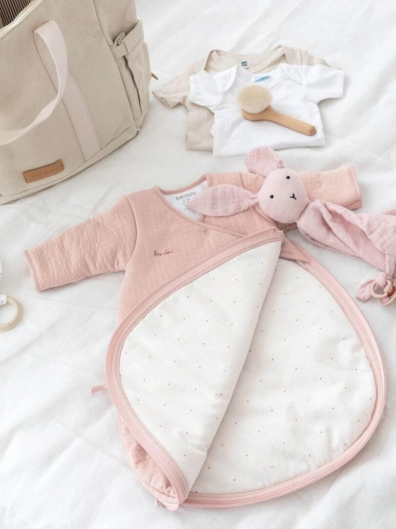 Bemini Gigoteuse  avec moufles Pady Tetra Jersey et jersey   Rose clair