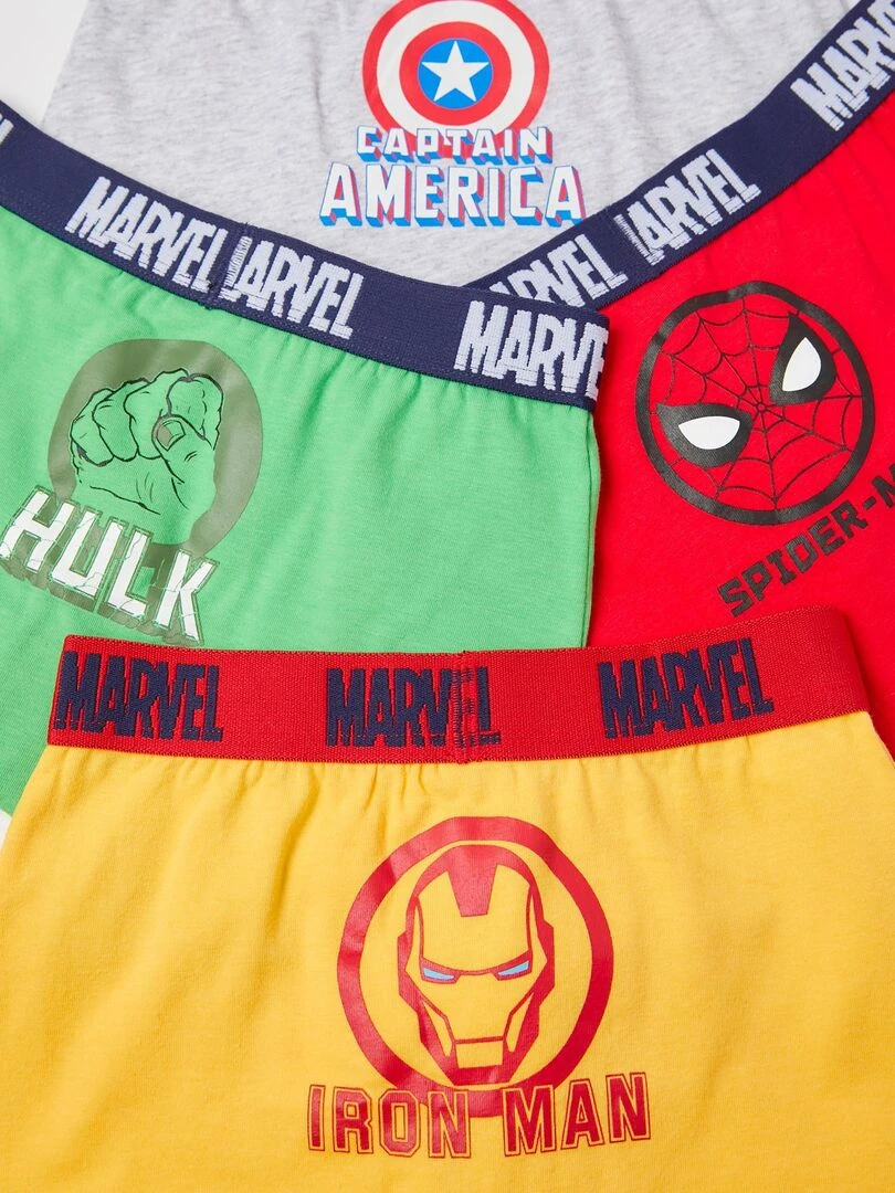 Lot 4 Boxers en Coton Garçon 'Avengers' MARVEL Multicolore