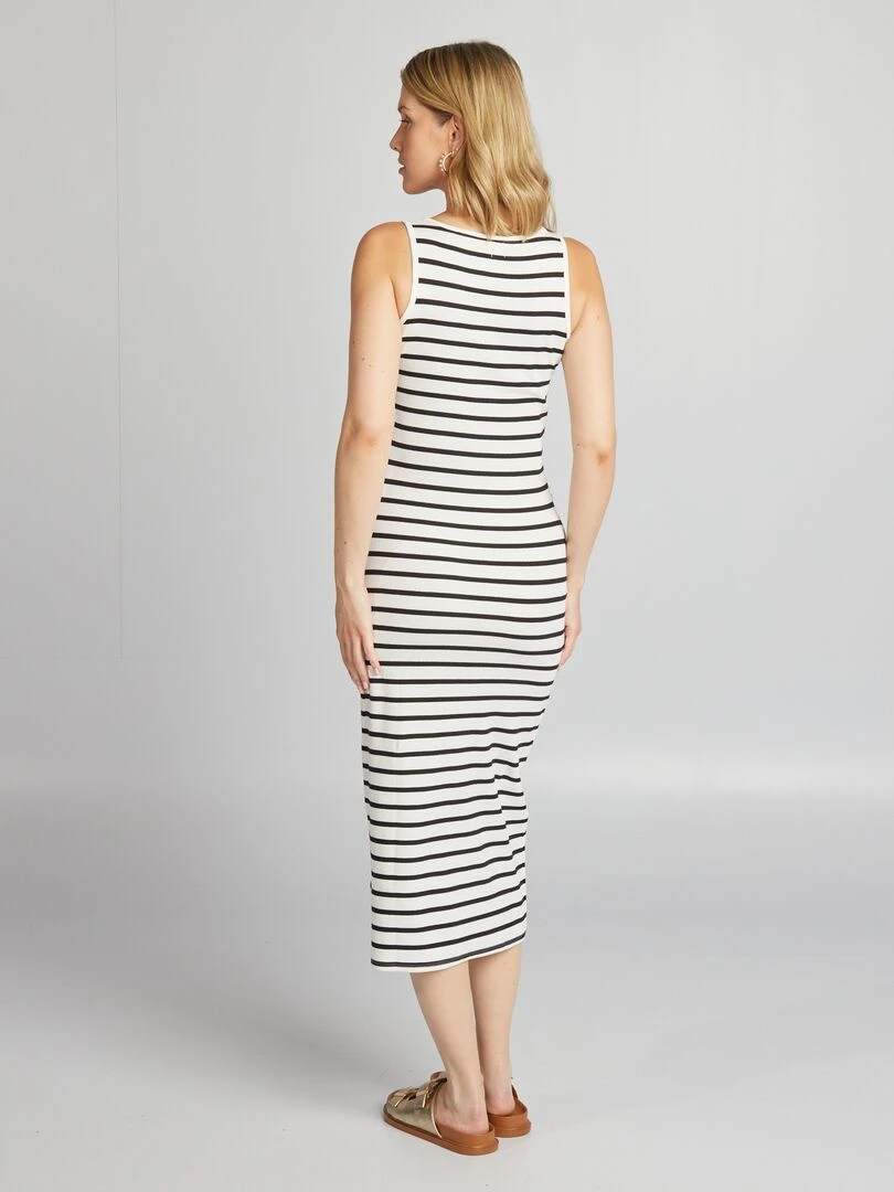 Robe côtelée grossesse   Blanc/noir