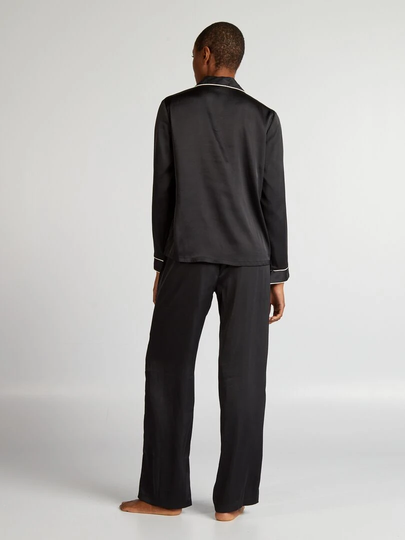 Ensemble pyjama chemisier + pantalon   2 pièces   noir