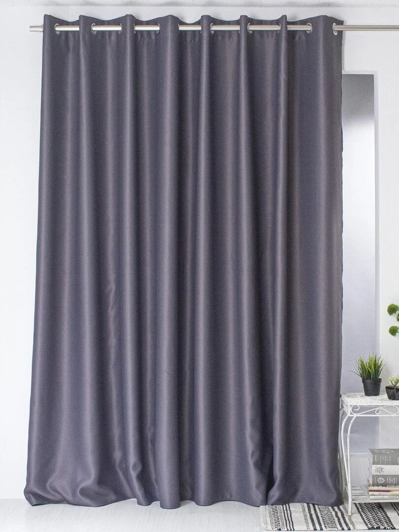 Rideau occultant fil noir en grande largeur Gris foncé