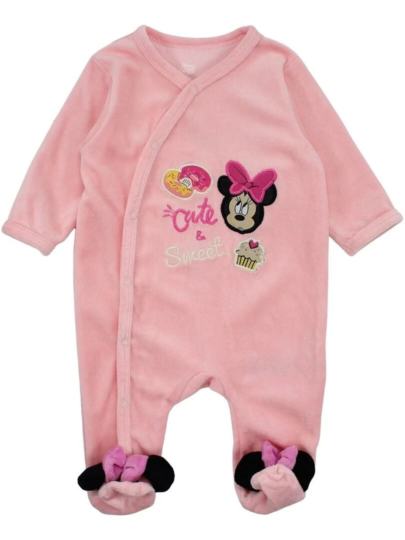 Disney Grenouillere bébé fille imprimé Minnie en coton Orange corail