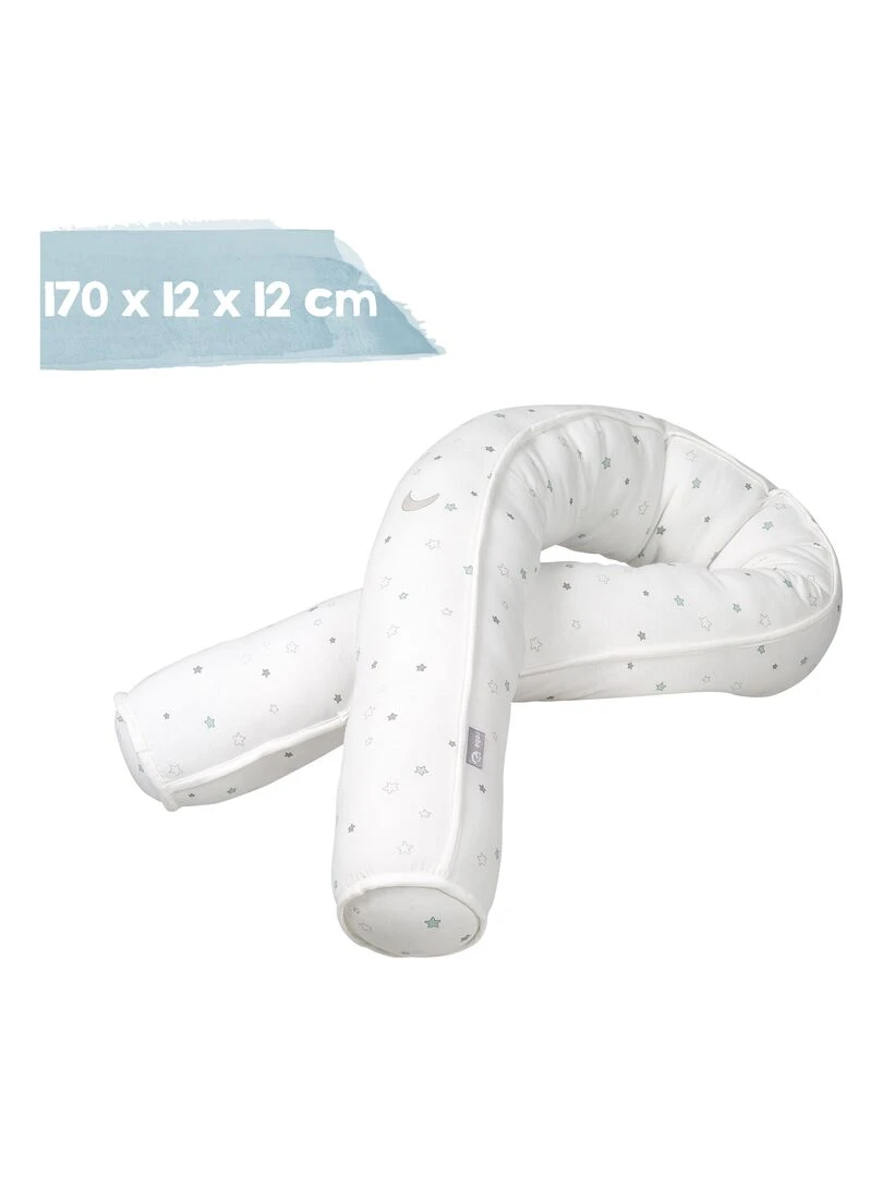 ROBA Serpent de lit bébé "Sternenzauber"   170 cm   Convient comme coussin d'allaitement   Blanc