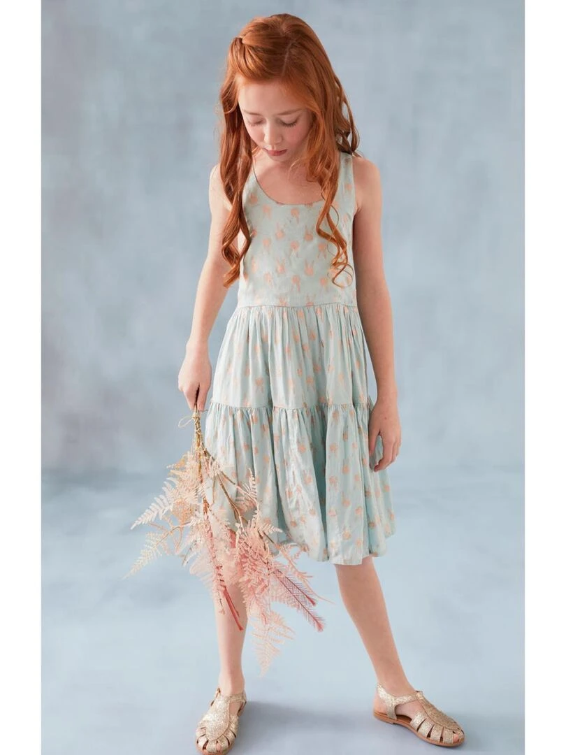 Robe à fines bretelles avec lapin lurex Noukie's Bleu