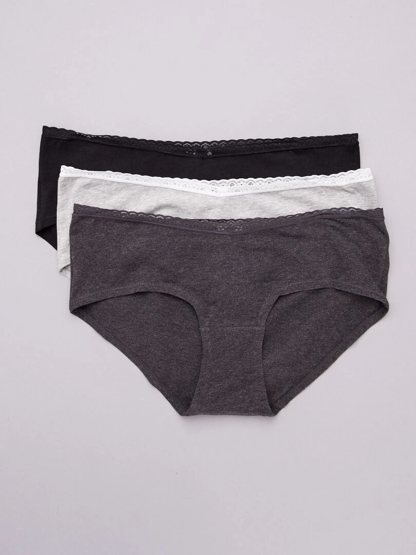 Lot de 3 shorties maternité noir/gris clair/gris foncé