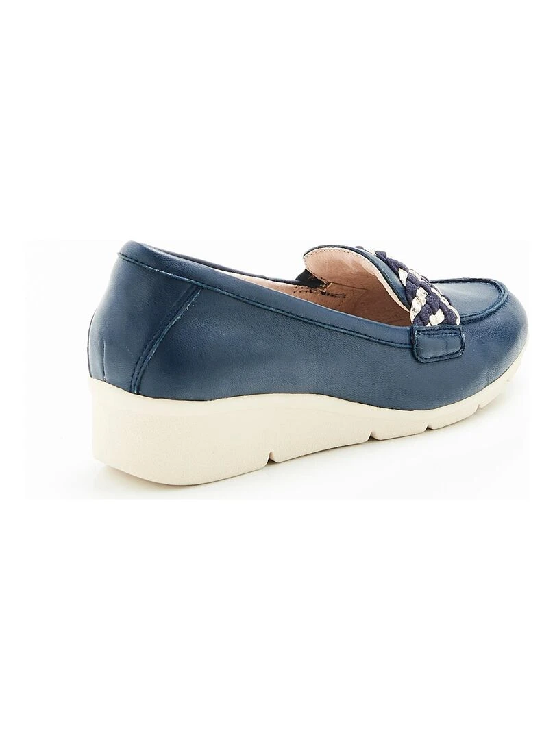 Mocassins compensées à patte fantaisie tressée Amortyl   Damart   Bleu marine