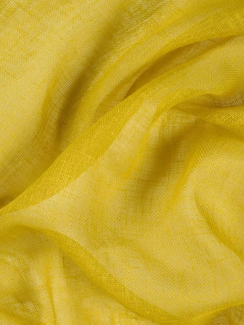 Paire de vitrages unis et tamisants en poly/lin Jaune