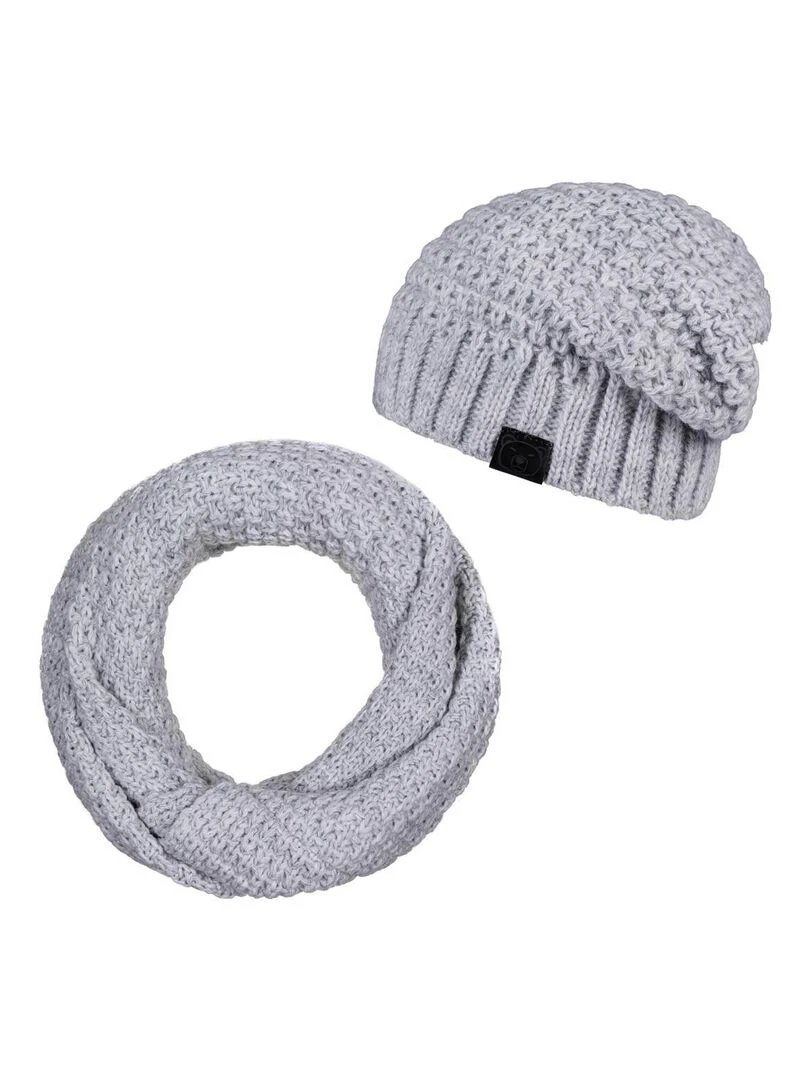 Ensemble Snood Bonnet Elixa Made in UE Gris