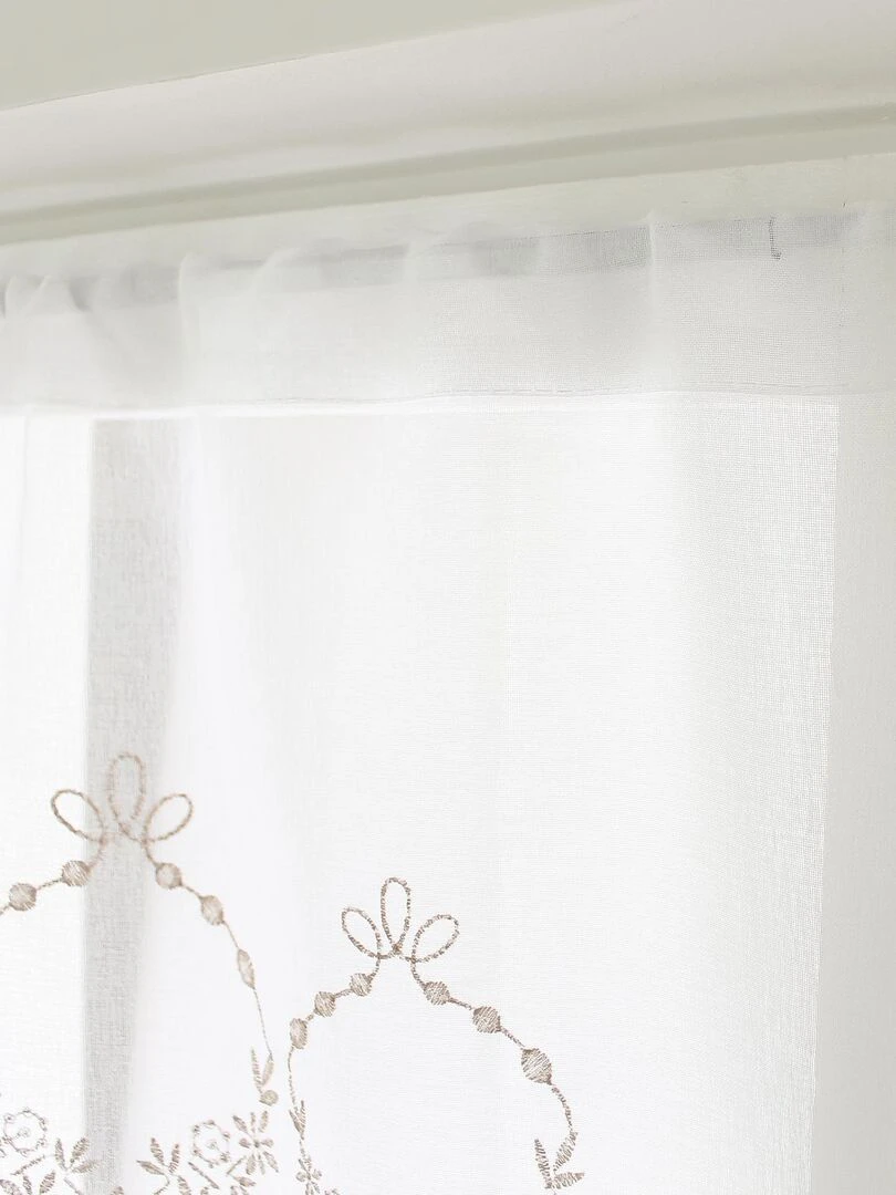 Paire de vitrages ornée de broderies Beige