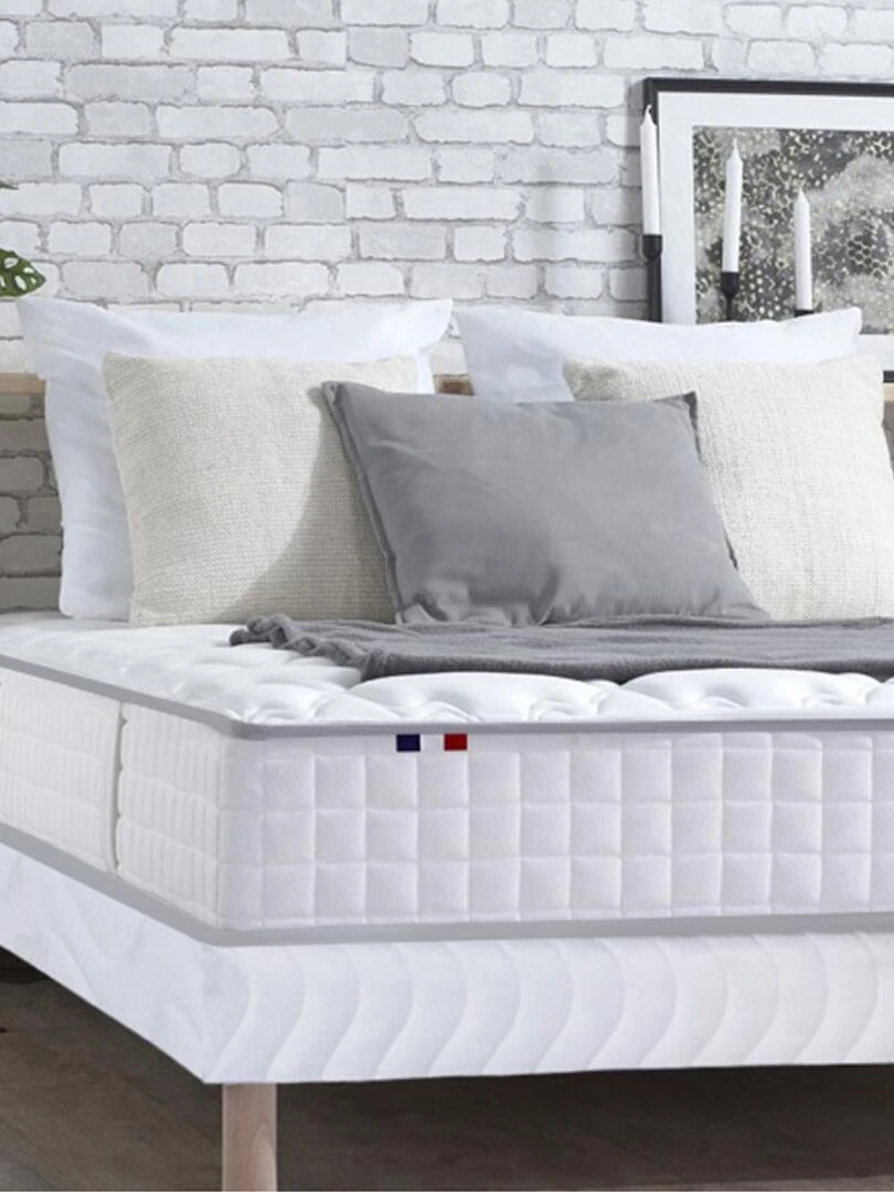 Ensemble Matelas Ressorts COSMOS + Sommier Made in France Sommier Blanc Blanc