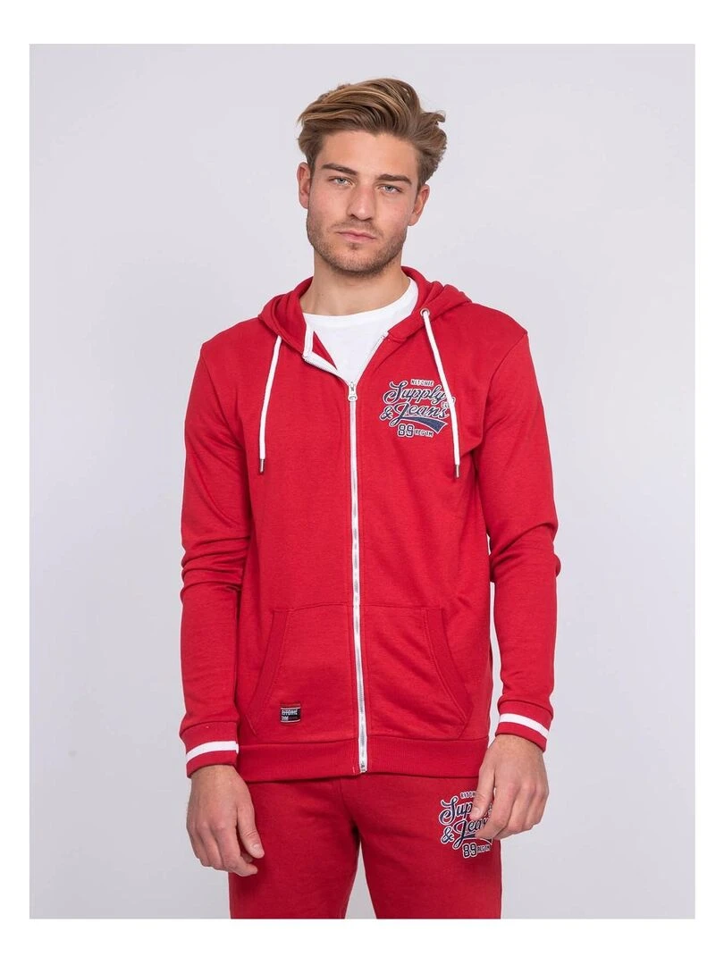 Sweat zippé capuche WALSH Rouge