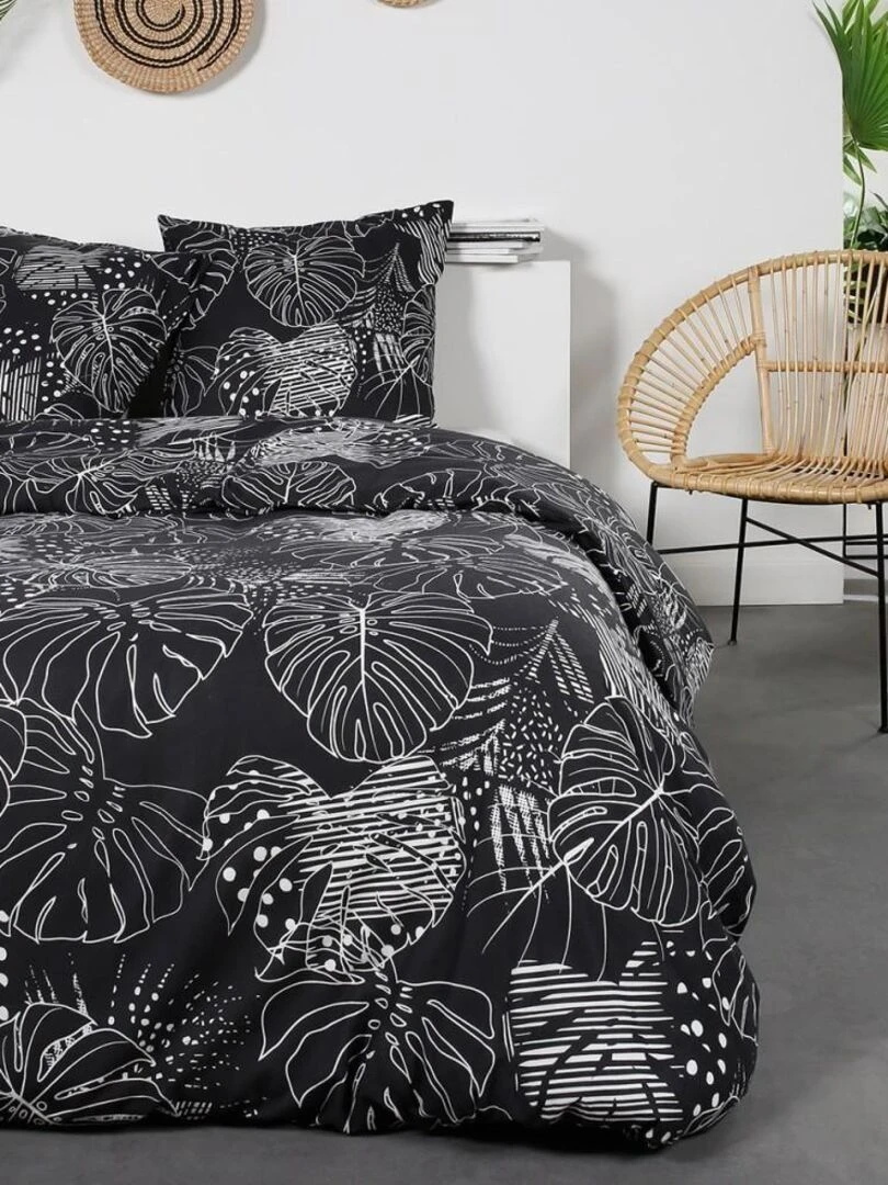 Housse de couette Flagstaff + taie(s) 100% coton flanelle Noir