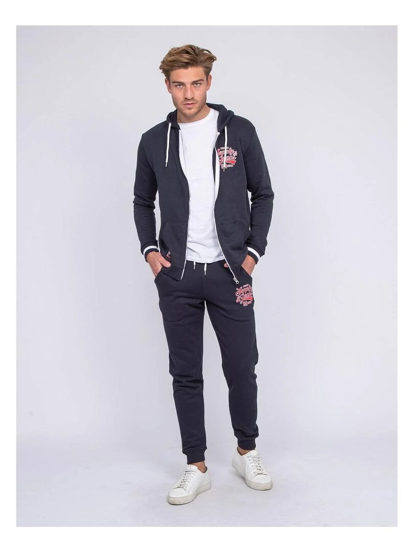 Sweat zippé capuche WALSH   Bleu marine