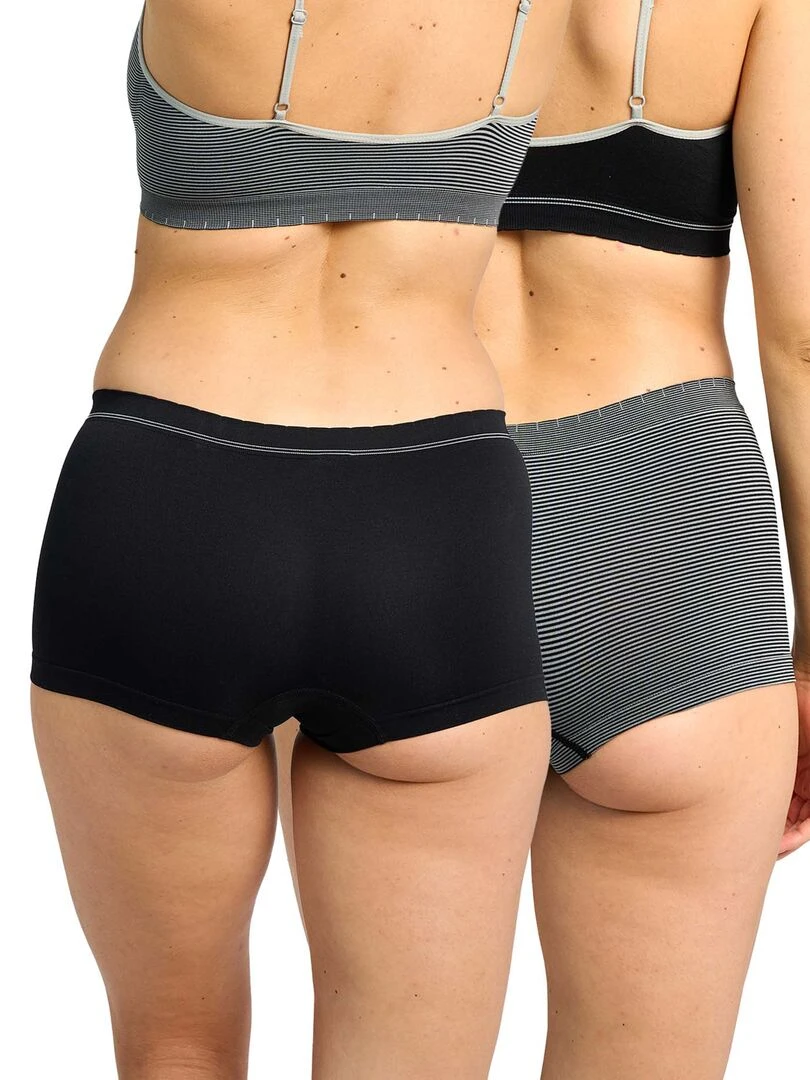 Lot de 2 shorties sans coutures 'Billet Doux'   noir/gris