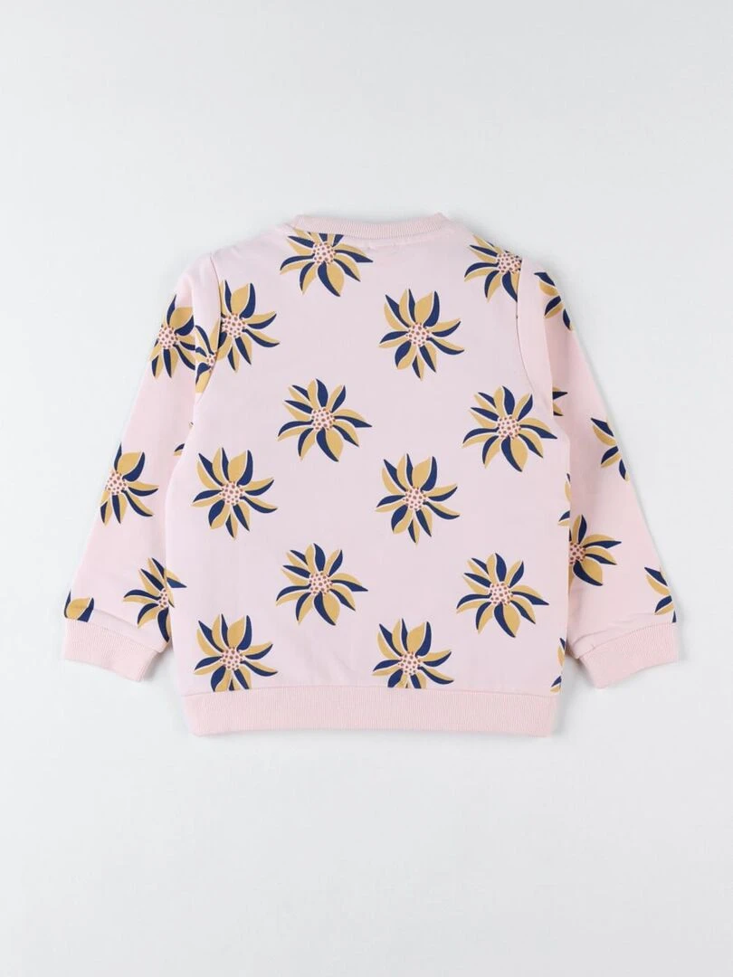 Sweat fleuri en molleton  clair   Rose