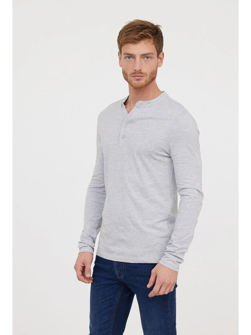 Lee Cooper T Shirt manches longues coton regular ASILO Gris chiné