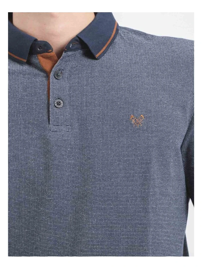 Polo manches longues pur coton PRISTOBAL   Bleu marine
