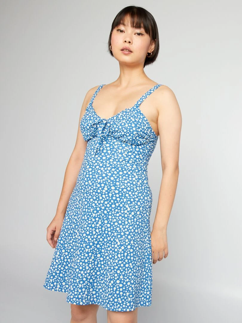 Robe à fines bretelles avec imprimé   Bleu