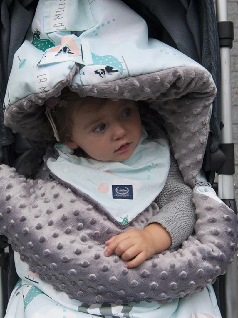 Bandana cache cou réversible  FLORE   Bleu