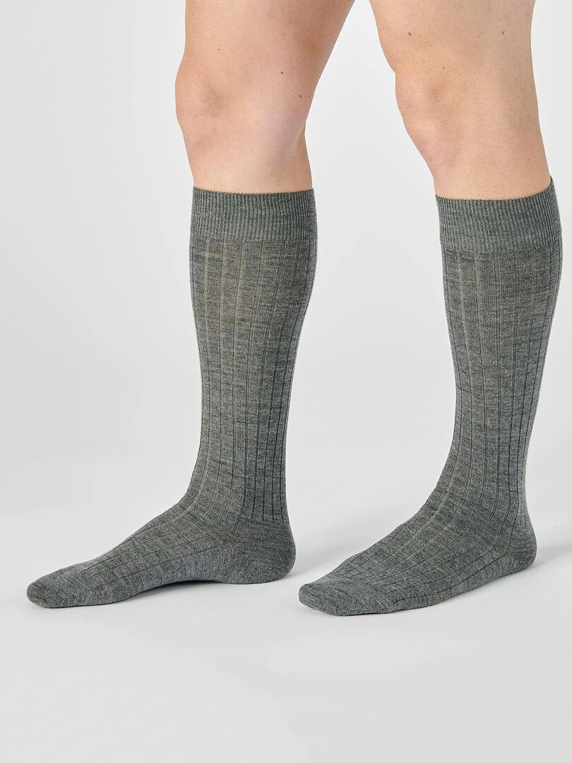 Lot de 2 paires de mi bas mélange laine Mérinos   Damart   Gris