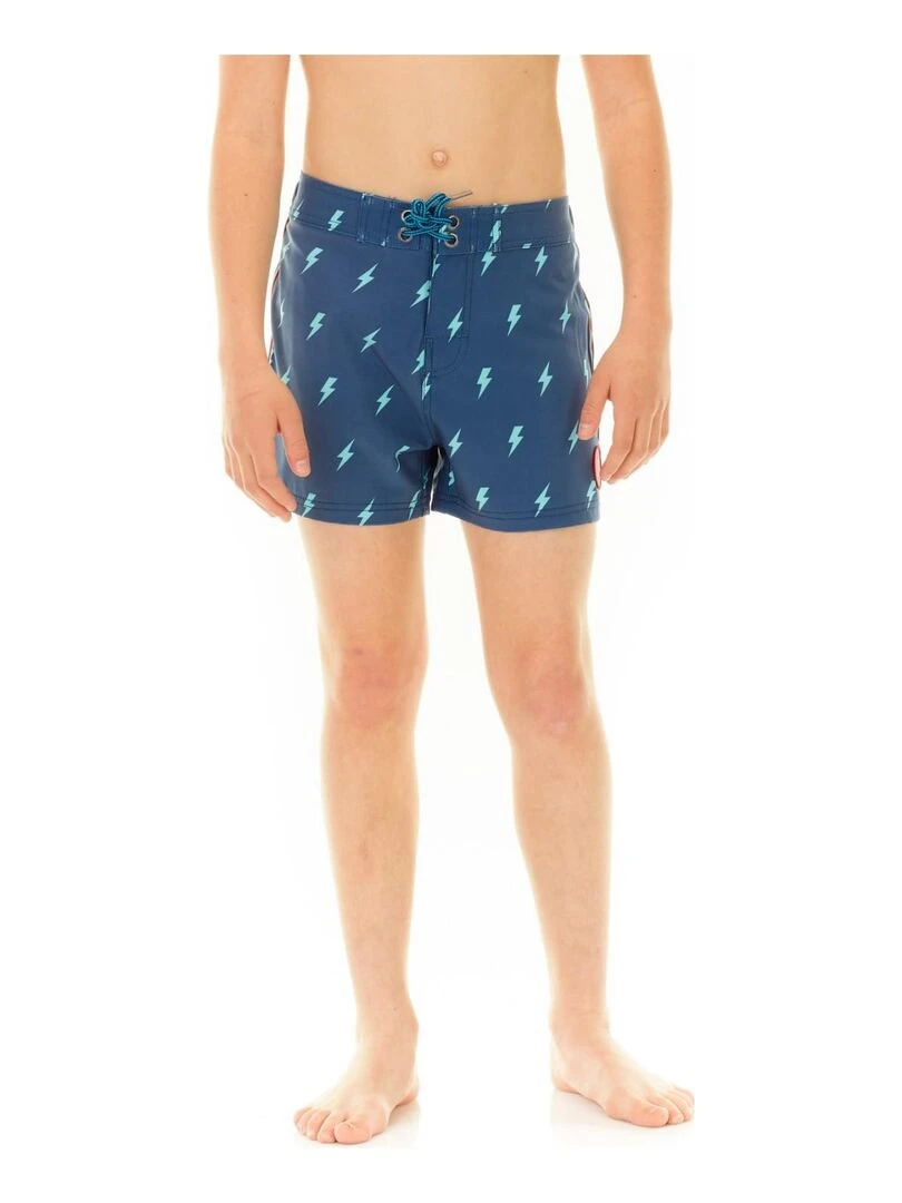 Boardshort soft touch garçon ceinture plate Flash Freegun Bleu