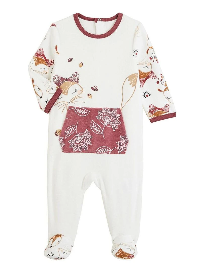 Pyjama bébé en velours Amaya Ecru