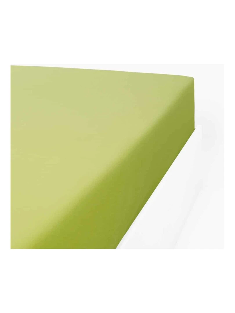 Drap housse coton 57 fils en molleton flanelle TOUDOUX Vert