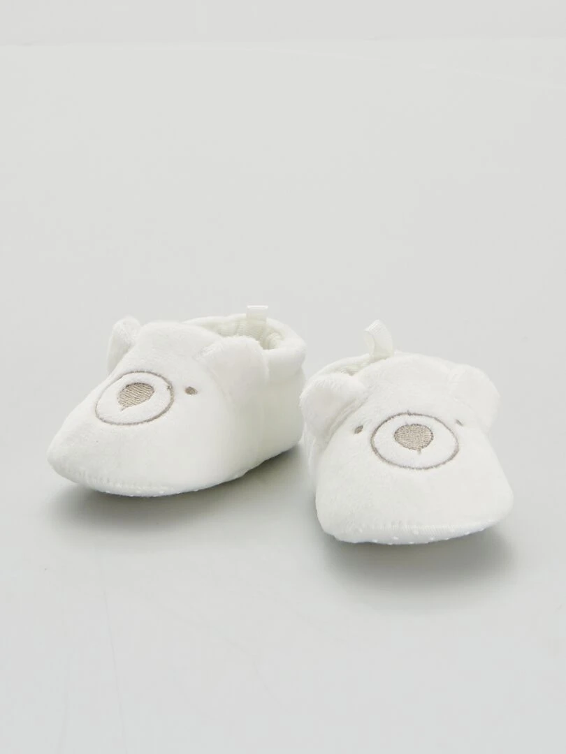 Chaussons bébé en velours   blanc