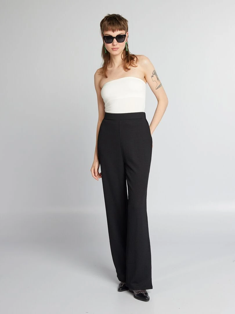 T shirt bandeau côtelé blanc