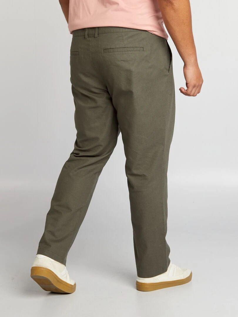 Chino en lin mélangé   Kaki