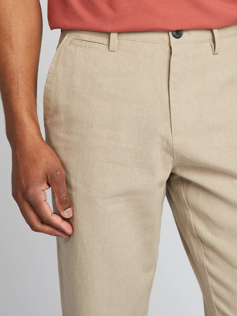 Pantalon chino en lin   Beige foncé