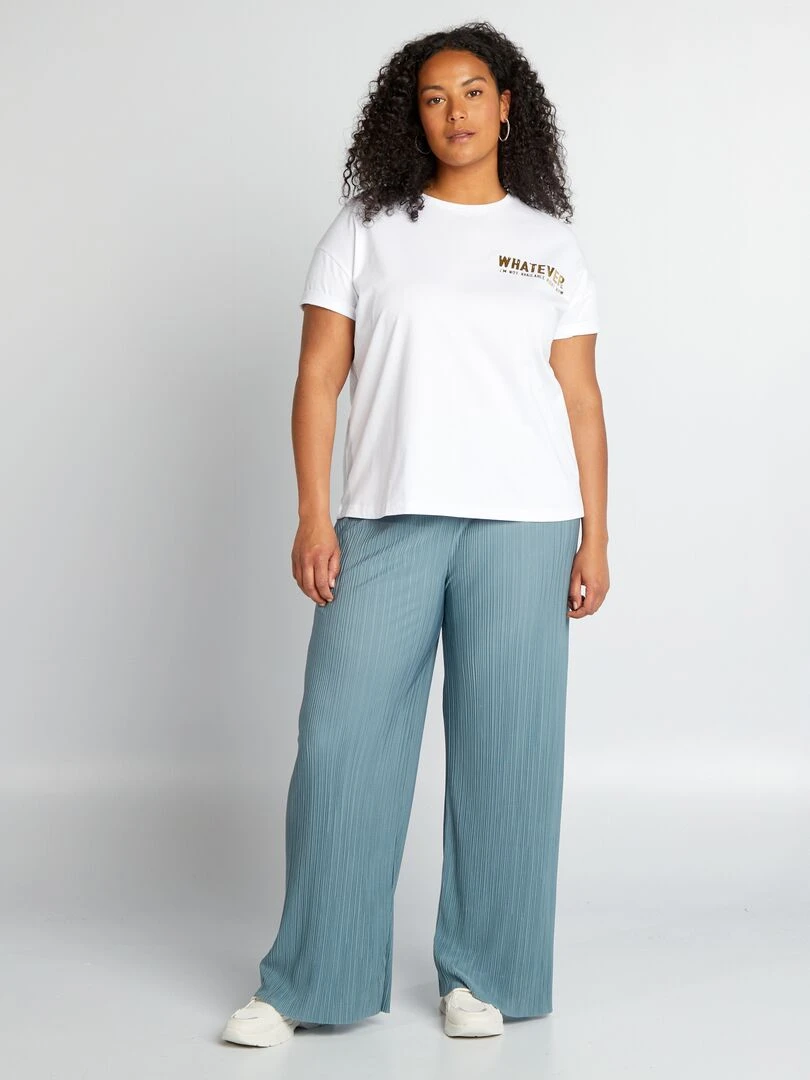 Pantalon large en maille plissée Gris