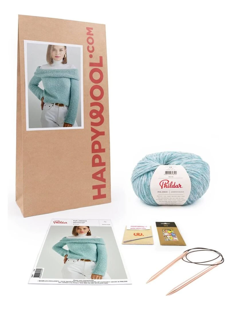 Kit Tricot Pull 1er projet Candice Bleu Bleu