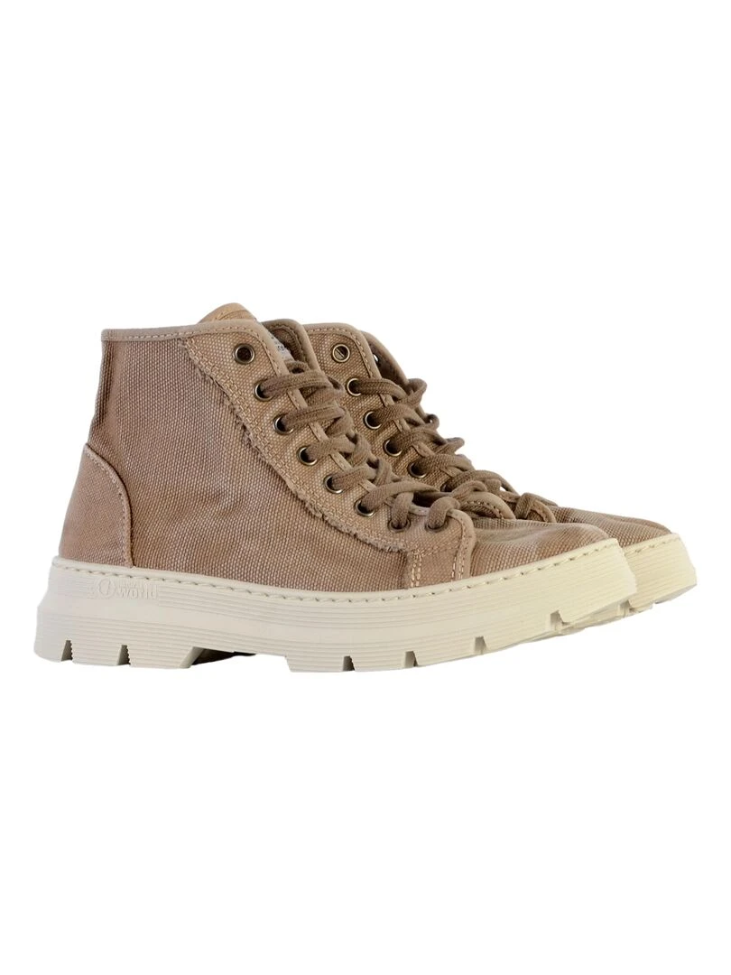 Basket Montante à Lacets Natural World Bota Enzimatica   Beige