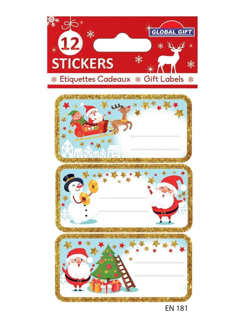 12 étiquettes adhésives de Noël Ambiance de Noël N/A