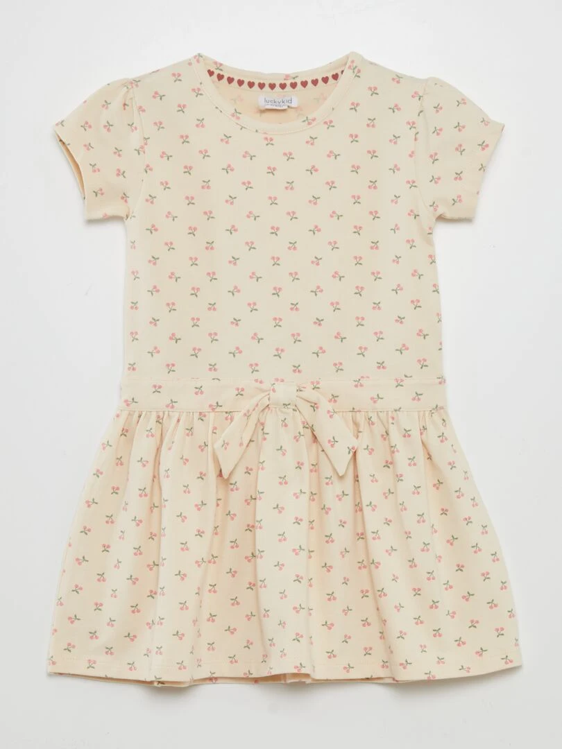 Robe évasée à nœud Beige