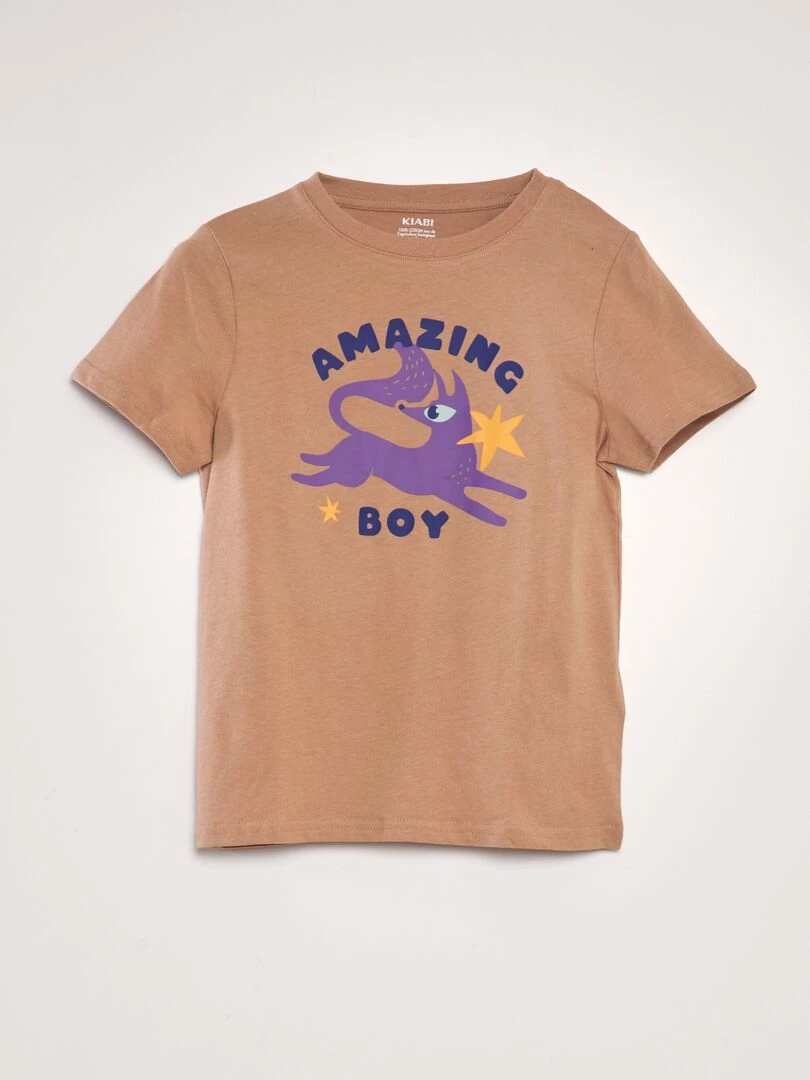 T shirt imprimé en coton Marron