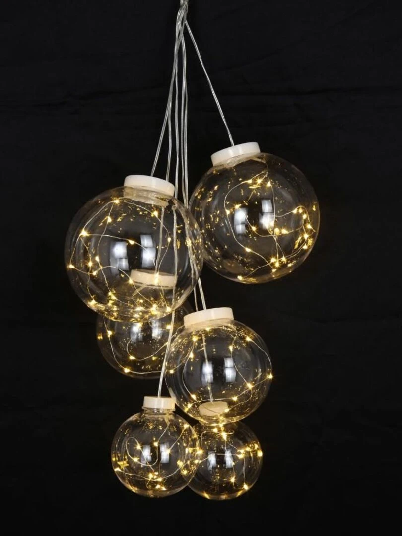 Grappe de 6 boules interieur leds transfo Beige