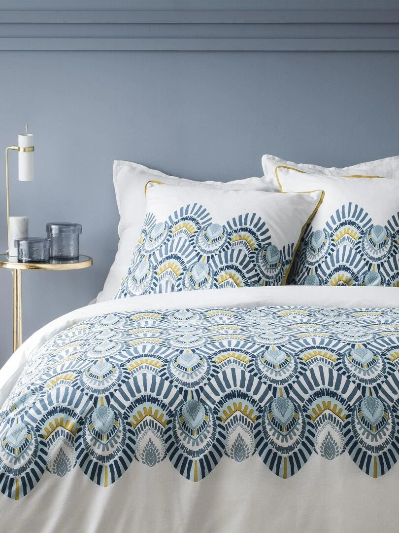 Parure de lit imprimée 100% coton OCELLUS Blanc