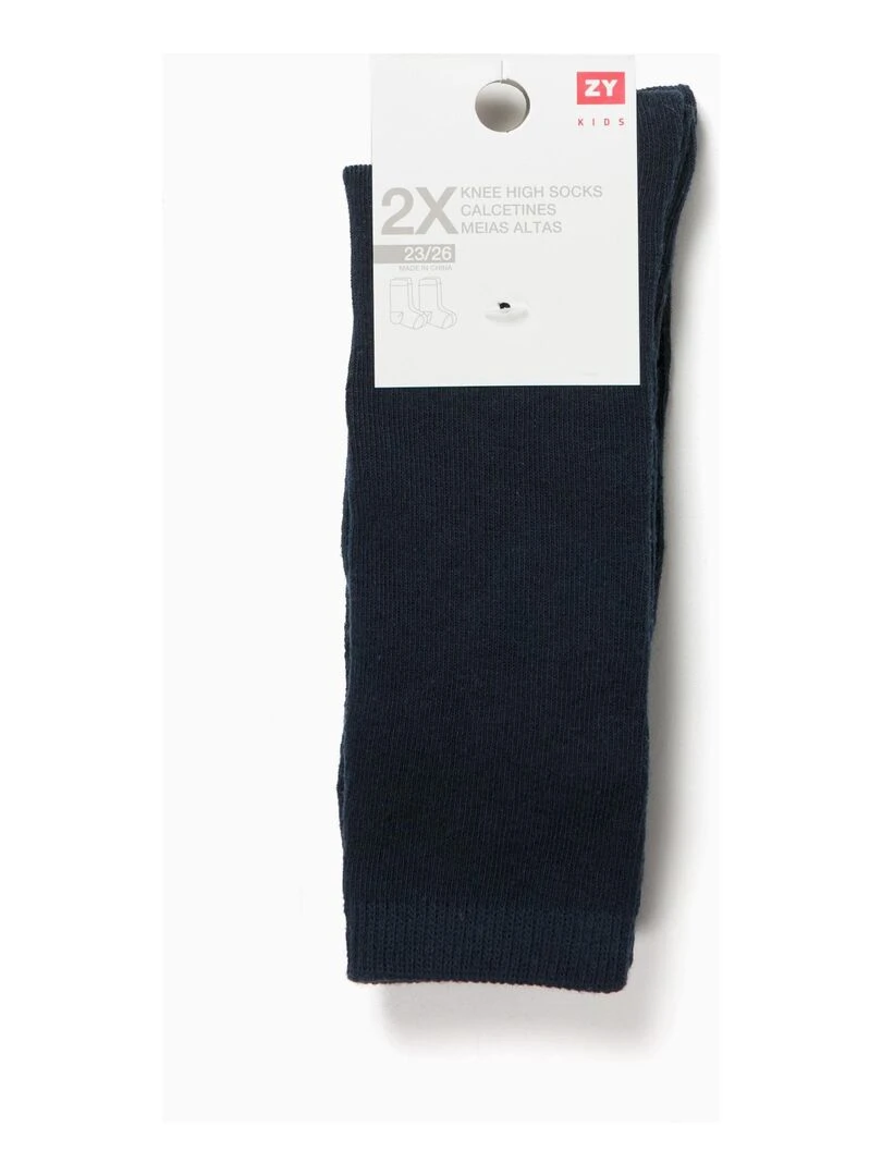2 Chaussettes Hautes Enfant   ESSENTIALS LINE   Bleu nuit