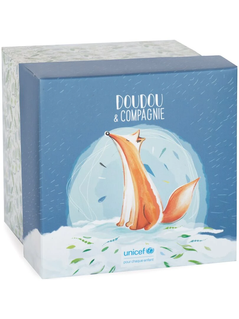 Coffret doudou attache sucette Renard UNICEF   Blanc