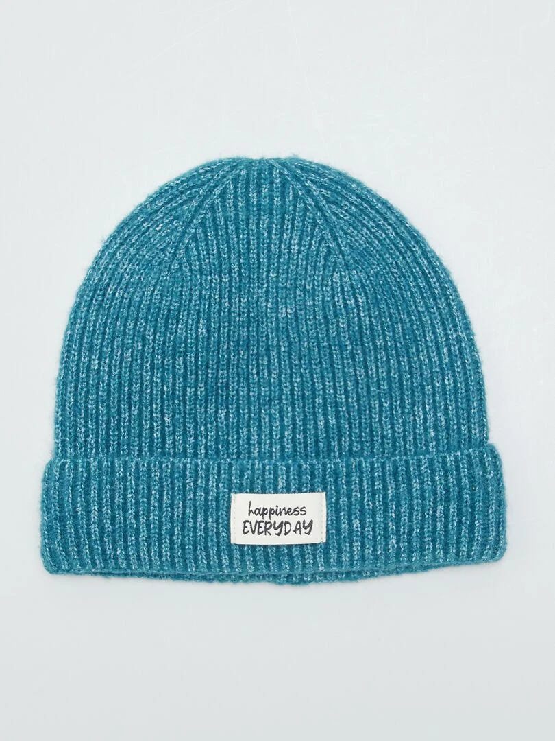 Bonnet en maille Bleu vert