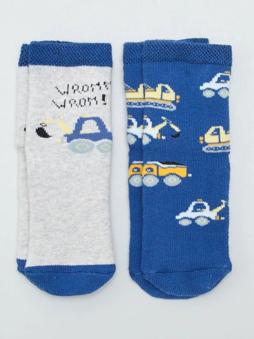 Lot 2 chaussettes antidérapantes Bleu/gris