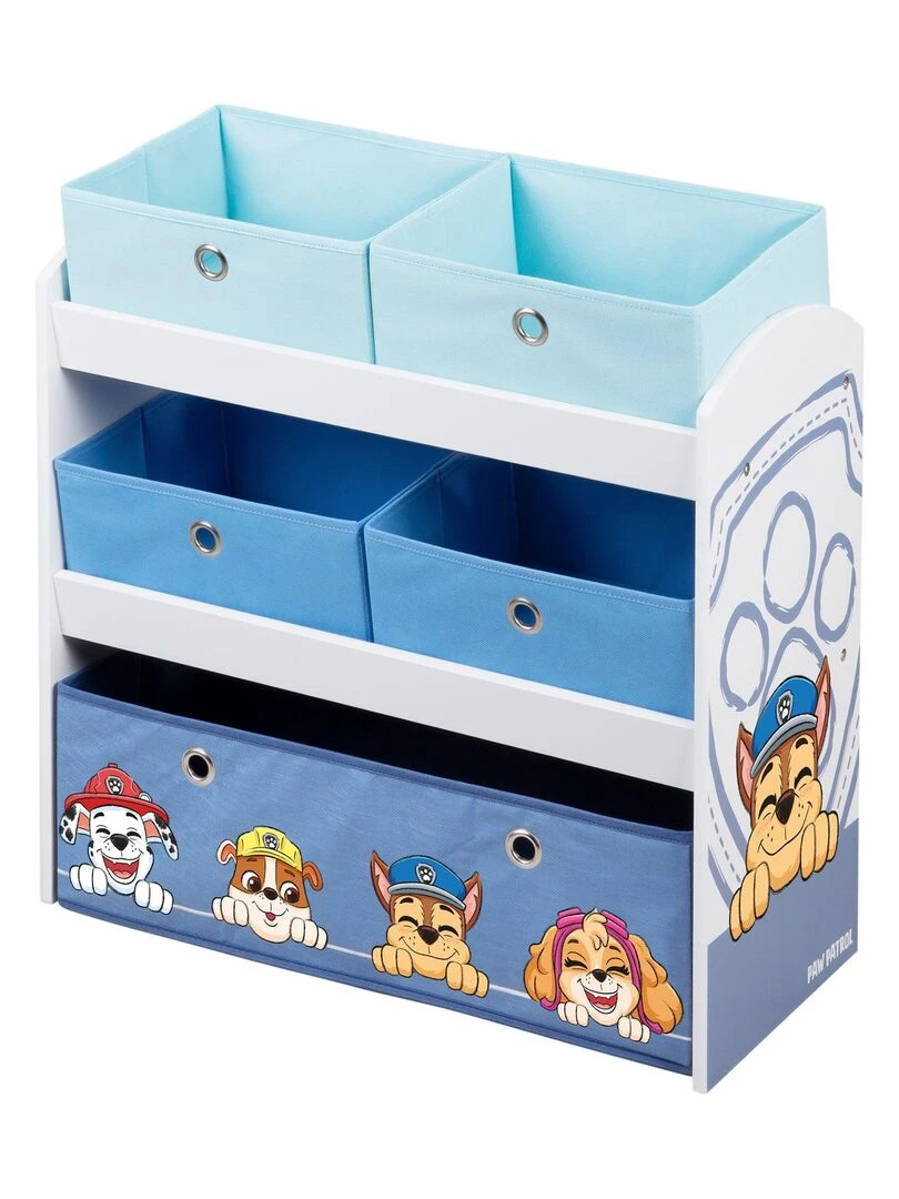 ROBA Étagère de Rangement pour Jouets 'Paw Patrol' 5 Boîtes en Tissu Motif Chiens Blanc Bleu Blanc Bleu Gris