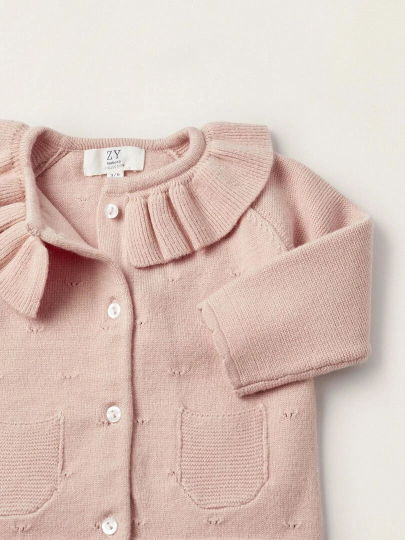 Manteau + Pantalon en Maille pour Nouveau Né  EARLY BLOOM   Rose clair