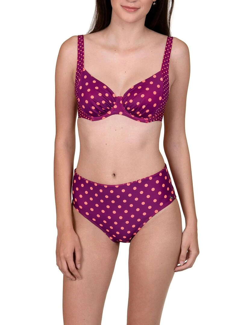 Bas maillot de bain taille haute réglable Linosa   Rose