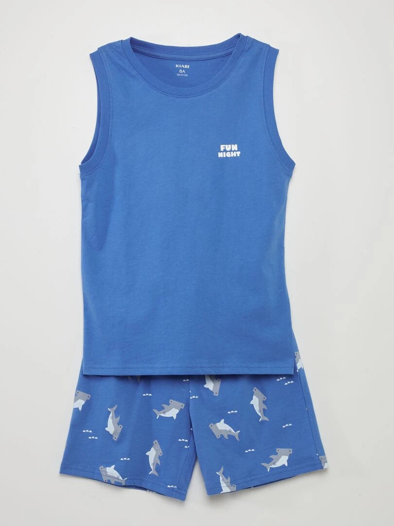 Ensemble pyjama t shirt + short 'requin' Bleu
